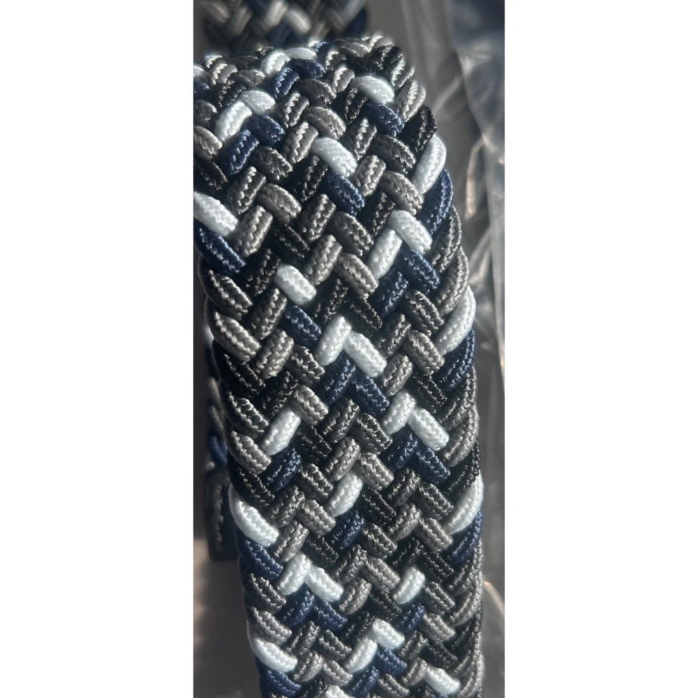 Nike‎ Braided Stretch Belt Men XL 42-44 Grey Navy White Woven Golf Performance - Picture 3 of 8